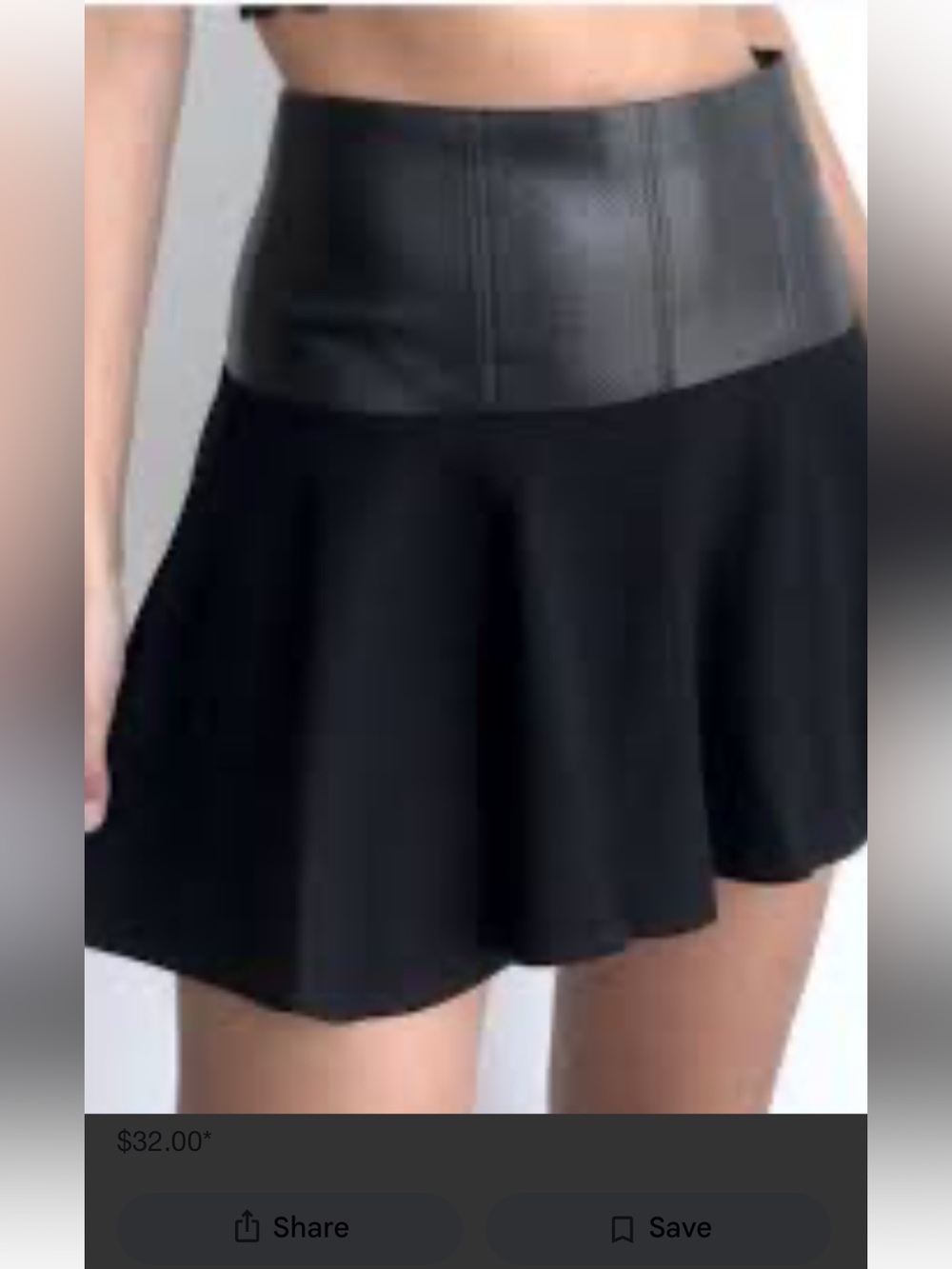 Tibi Black Skater Mini Skirt with Faux-Leather Waistband